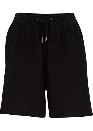 Musselin-Shorts in schwarz von vorne - bonprix