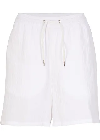 Musselin-Shorts in weiß von vorne - bonprix