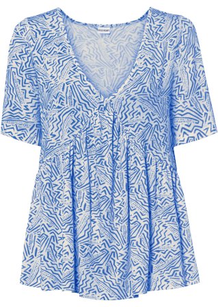 Shirt-Tunika aus nachhaltiger Viskose in blau von vorne - BODYFLIRT