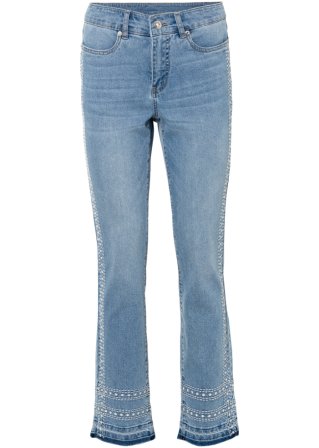 Stretch-Jeans mit Stickerei in blau von vorne - BODYFLIRT
