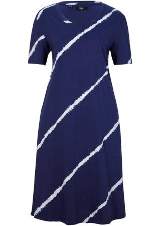 Shirt-Kleid mit Taschen in A-Linie aus Bio-Baumwolle, knieumspielend in blau von vorne - bpc bonprix collection