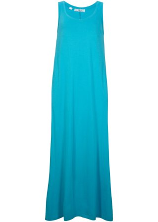 Maxi-Jersey-Kleid mit Seitentaschen und Seitenschlitzen, aus Baumwoll- Viskose Mischung in blau von vorne - bpc bonprix collection