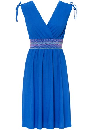 Kleid mit Raffung in blau von vorne - BODYFLIRT boutique
