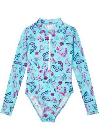 Mädchen Badeanzug mit UV-Schutz in blau von vorne - bpc bonprix collection