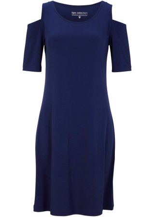 Cold-Shoulder-Kleid in blau von vorne - bpc selection