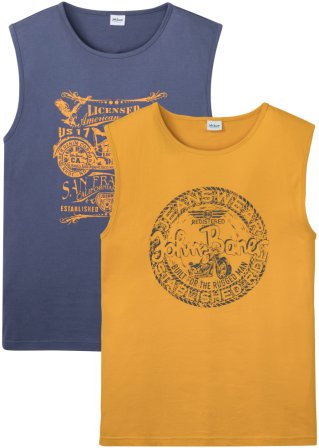 Muskel-Shirt (2er Pack) in blau von vorne - John Baner JEANSWEAR