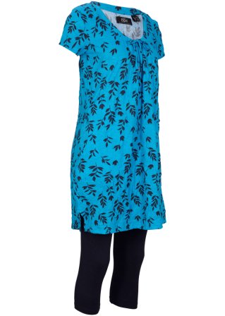 Kleid und Capri-Leggings (2-tlg.Set) in blau von vorne - bpc bonprix collection