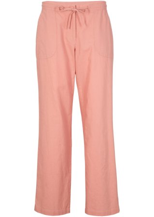 Leinen-Hose mit weitem Bein in rosa von vorne - bpc bonprix collection