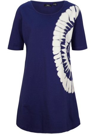 Big-Shirt mit Batikeffekt aus Bio-Baumwolle in blau von vorne - bpc bonprix collection