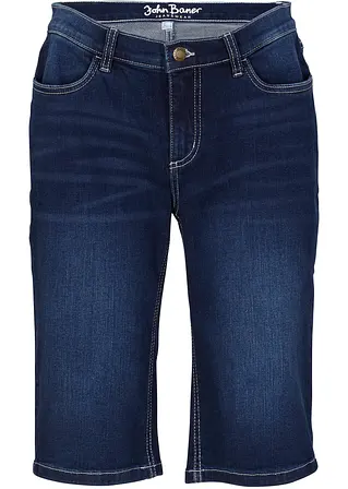 Jeans Bermuda Mid Waist, Stretch in blau von vorne - bonprix