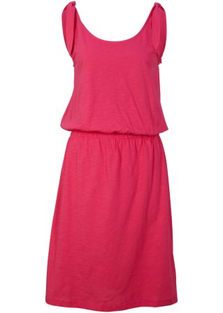 Jersey-Kleid mit Knotendetails in pink von vorne - bpc bonprix collection