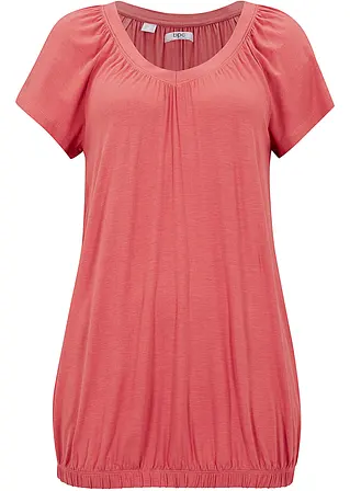 Shirt mit V-Ausschnitt, kurzarm in rosa von vorne - bonprix