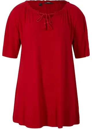 Jersey-Tunika Shirt mit Bindeband in rot von vorne - bonprix