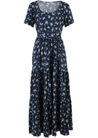 Kleid mit kurzen Ärmeln in blau von vorne - bpc bonprix collection