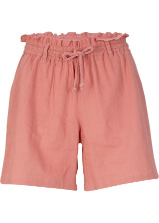 Leinen-Paperbag-Shorts in rosa von vorne - bpc bonprix collection