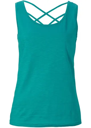 Jersey-Top aus reiner Bio-Baumwolle in grün von vorne - bonprix
