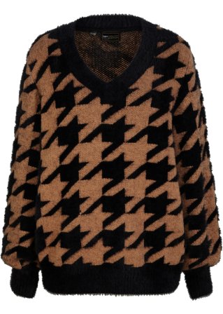 Jaquard-Pullover mit Woll-Anteil in schwarz von vorne - bonprix PREMIUM