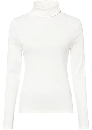 Shirt mit Rollkragen in weiß von vorne - BODYFLIRT