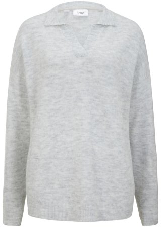 Pullover mit Kragen in grau von vorne - bpc bonprix collection