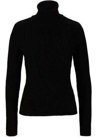 Rollkragenpullover, eng anliegend in schwarz von vorne - bpc bonprix collection