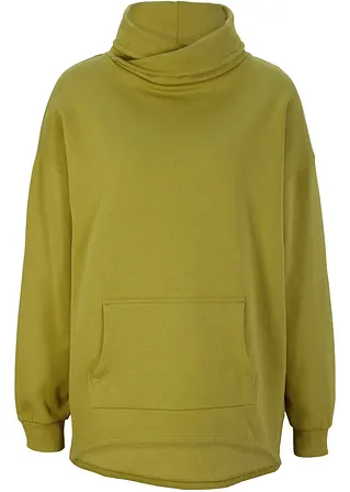 Sweatshirt mit raffiniertem Ausschnitt in grün von vorne - bpc bonprix collection