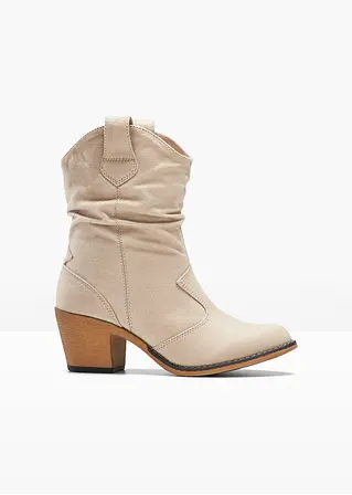 Cowboy Stiefelette in beige von vorne - bonprix