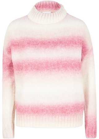 Stehkragen-Pullover mit Farbverlauf und Wollanteil  in rosa von vorne - bpc bonprix collection