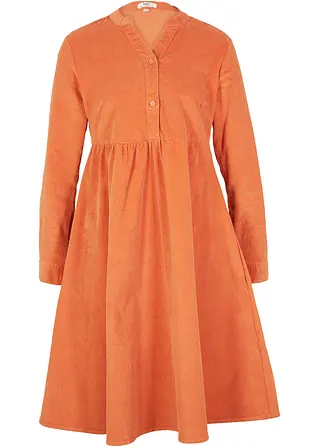 Baumwoll-Cord-Kleid mit Taschen in A-Line aus Web, knieumspielend in orange von vorne - bpc bonprix collection