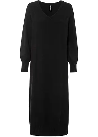 Oversized Strickkleid in Midilänge in schwarz von vorne - bonprix