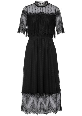 Kleid aus Spitze in schwarz von vorne - BODYFLIRT boutique