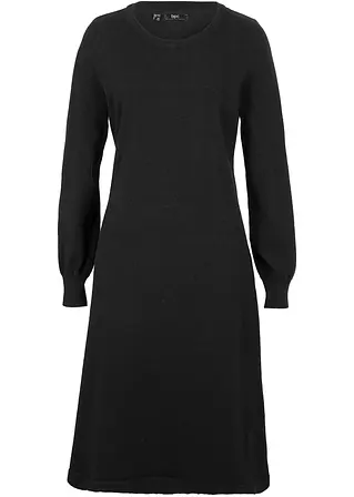 Strickkleid aus recycelter Baumwolle in schwarz von vorne - bpc bonprix collection