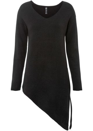 Asymmetrischer Pullover in schwarz von vorne - RAINBOW