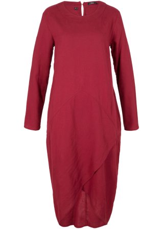 Flanell-Kleid mit Taschen, Midi in rot von vorne - bpc bonprix collection