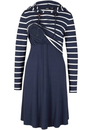 Umstandskleid /  Stillkleid mit Kapuzenhoodie aus nachhaltiger Viskose in blau von vorne - bpc bonprix collection
