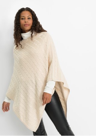One Size Poncho mit Zopfmuster Mode Pullover Ponchos 