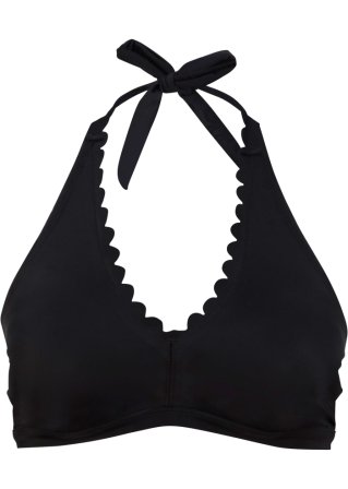 Neckholder Bikini Oberteil aus recyceltem Polyamid in schwarz von vorne - bpc bonprix collection
