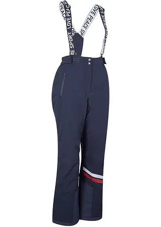 Ski Funktions-Thermohose mit abnehmbaren Trägern, wasserdicht, Straight in blau von vorne - bpc bonprix collection