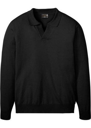 Pullover mit Polokragen in schwarz von vorne - bpc selection