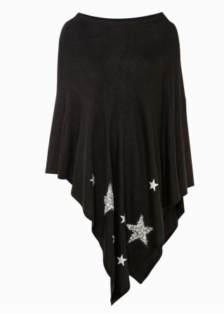 Poncho mit Pailetten-Sternen in schwarz - bpc bonprix collection