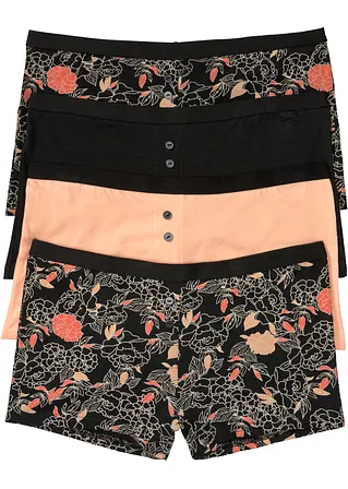 Damen Boxer  (4er Pack) in schwarz von vorne - bonprix