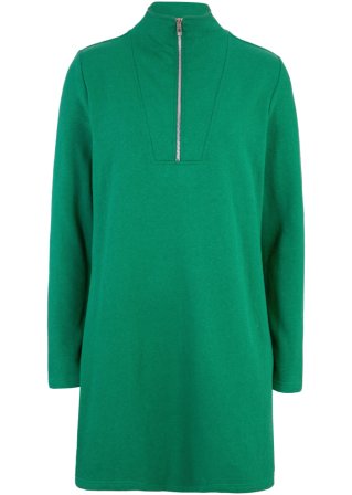 Sweatshirt mit Troyerkragen und Seitenschitzen in grün von vorne - bpc bonprix collection