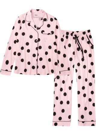 Pyjama mit Knopfleiste in rosa von vorne - bpc bonprix collection