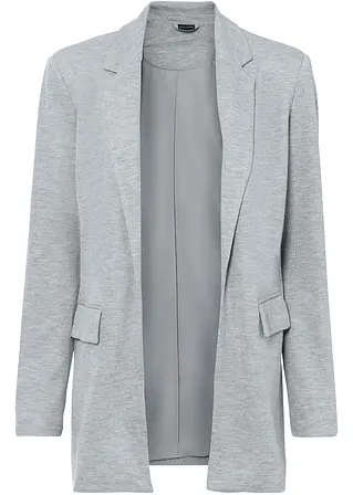 Langer Jersey-Blazer mit Taschen in grau von vorne - bonprix