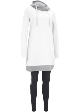 Longsweatshirt mit Leggings (2-tlg. Set) in weiß von vorne - bpc bonprix collection