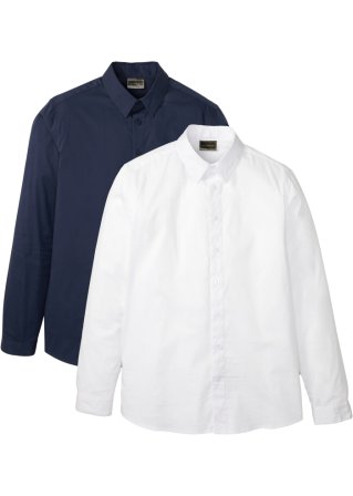 Stretch-Hemd, Slim Fit (2er Pack) in weiß von vorne - bpc selection