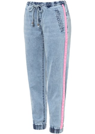 Lässige Jeans mit Kontraststreifen in blau von vorne - RAINBOW