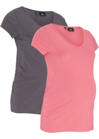 Basic Umstandsshirts, 2er-Pack​  in pink von der Seite - bpc bonprix collection