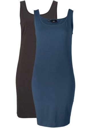 Shirtkleid (2er Pack) in blau von vorne - bpc bonprix collection
