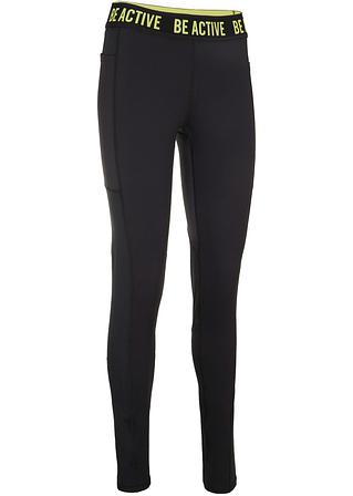 Funktions-Leggings mit Mesheinsatz, knöchelfrei in schwarz von vorne - bpc bonprix collection