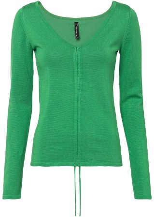 Pullover mit Raffung mit nachhaltiger Viskose in grün von vorne - RAINBOW